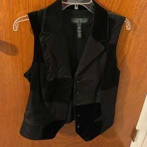 NWOT LRL Lauren Jeans Co Ralph Lauren black velvet vest size L